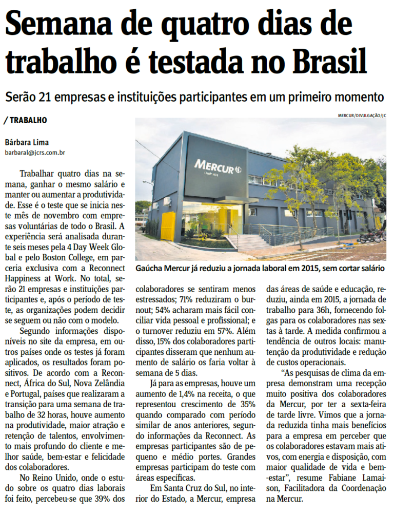 Testada Semana de quatro dias de trabalho é testada no Brasil | Flávio Obino F°